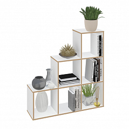 Стеллаж Polini Home Smart Каскадный 6 секций, белый, эффект фанеры