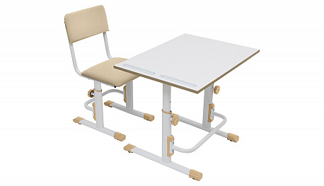 Комплект Polini kids растущая парта M1 75х55 см и стул регулируемый L, белый-макиато