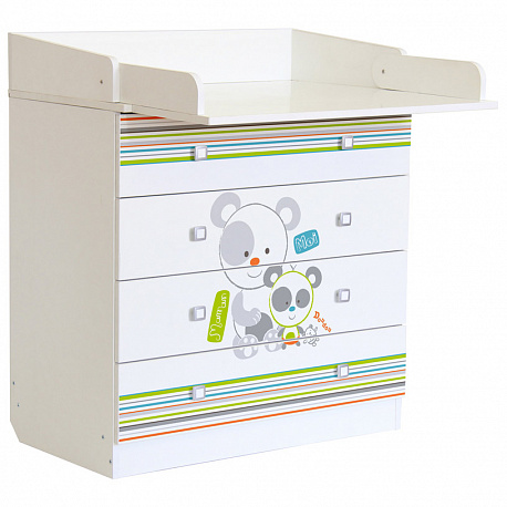 Комод Polini kids Simple 1580, Панды, белый