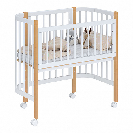 Кроватка детская приставная Polini kids Simple 105, белый-бук